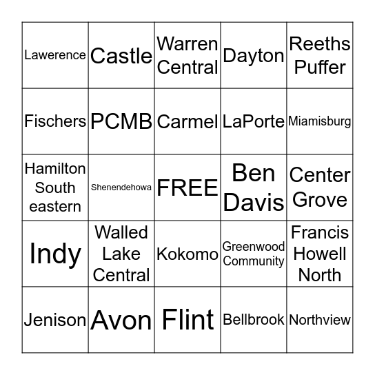 Color Guard Bingo Card