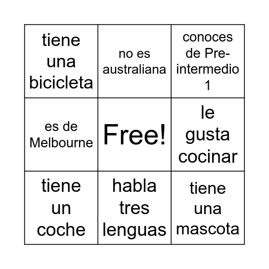 Encuentra una persona que... Bingo Card