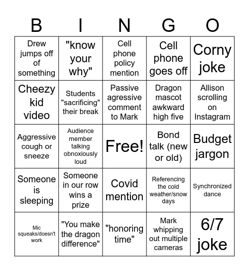 Mid-year Staff Keynote Bingo Card
