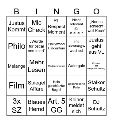 Das große Tanjev Bingo Card
