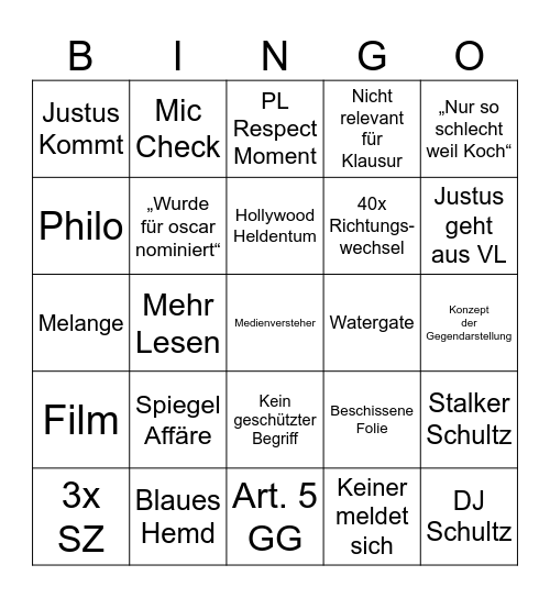 Das große Tanjev Bingo Card