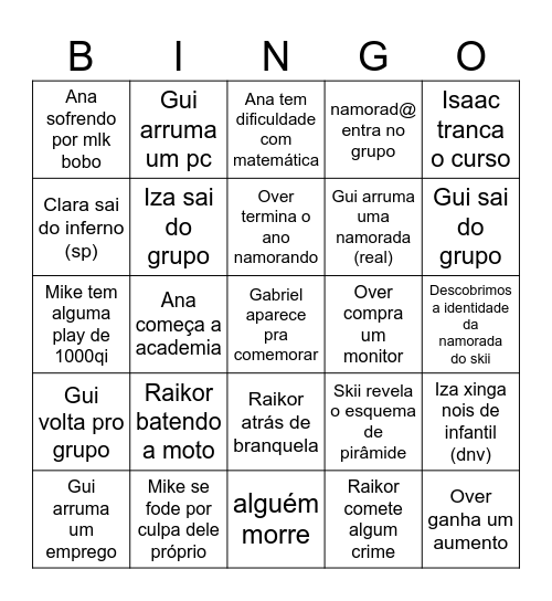 Bingo da Base Bingo Card