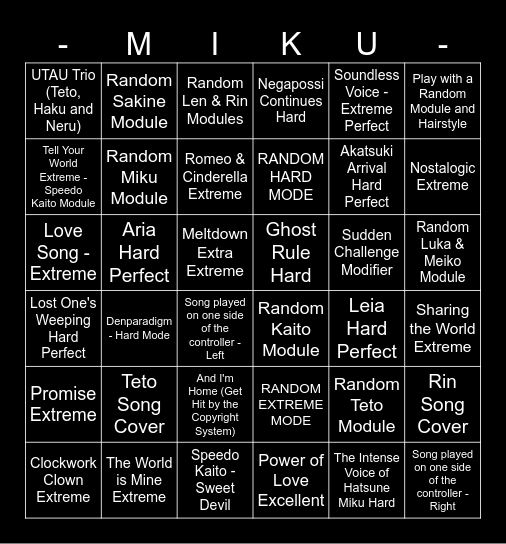 MEGAMIX PLUS - BINGO CARD Bingo Card
