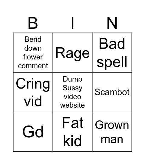Tiktok Bingo Card