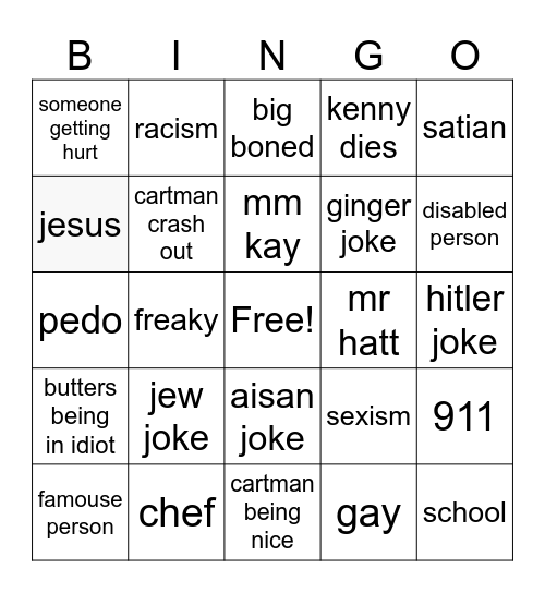 south park bingo Card