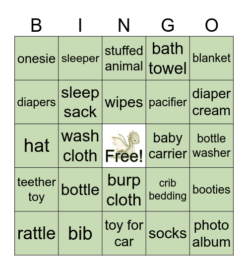 Baby Grayson BINGO Card