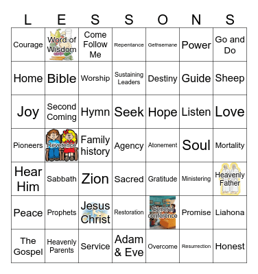 Sara's Sunday School Bingo Card