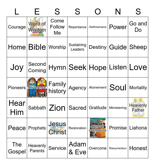 Sara's Sunday School Bingo Card