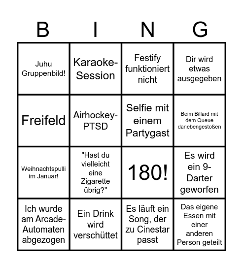 Cinestar-Winterparty Bingo 2026 Bingo Card