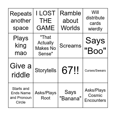 Cassandra/Hedrix Loteria Bingo Card