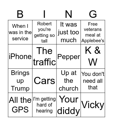 Grandma and Grandpa Bingo Card