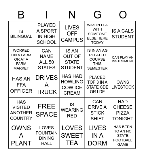 Find Someone Who..... Bingo Card
