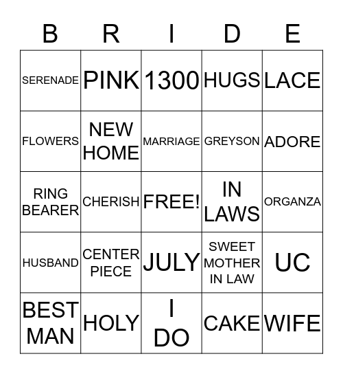 HAYLEY & R.W. Bingo Card