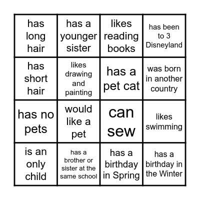 Small Talk Bingo Card