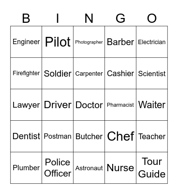 Bingo JObs Bingo Card