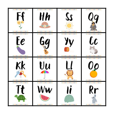 ALPHABET Bingo Card