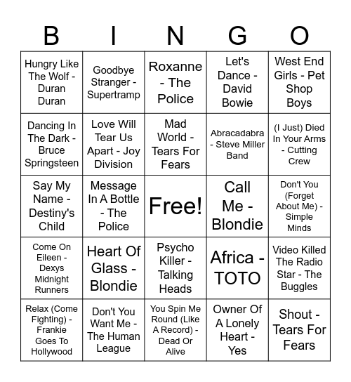 I Found My Dad's Spotify Bingo Card