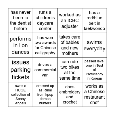 FIND A GUEST WHO Bingo Card