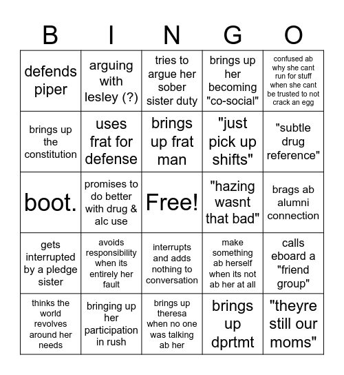 ZAIDA BINGO Card