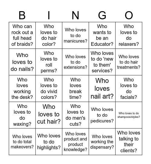 Beauty BINGO Card