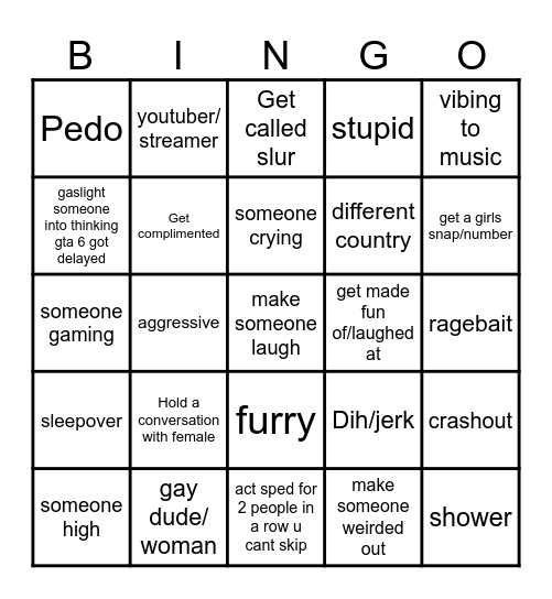 omegle Bingo Card