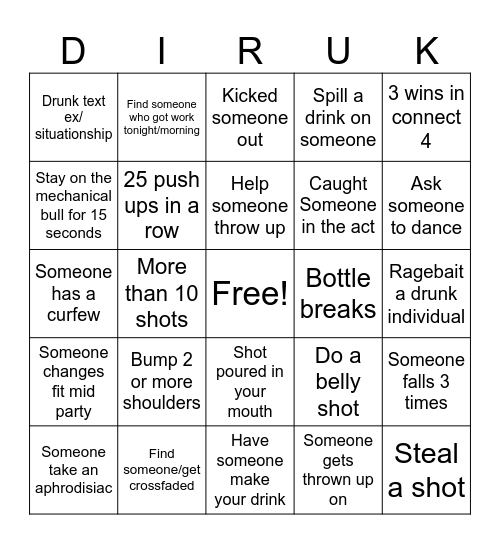 Night of The Hangover 2 Bingo Card