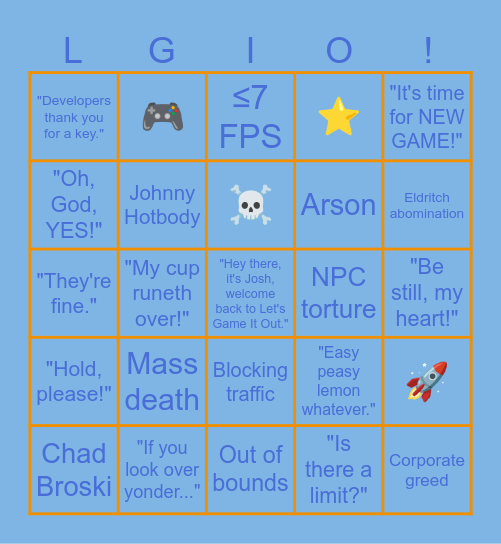 Let's Game It Out Bingo! Bingo Card