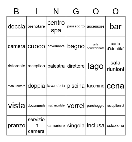 In albergo Bingo Card
