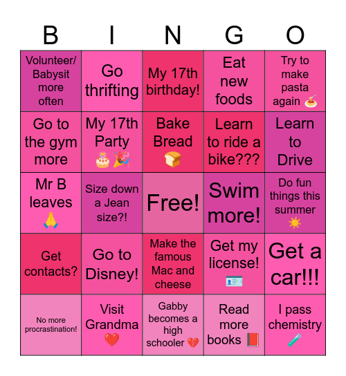 My Personal 2026 Bingo Card Bingo Card