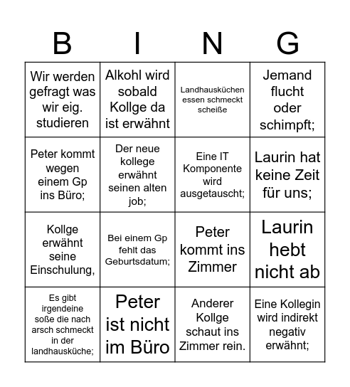 Das große Bingo Card