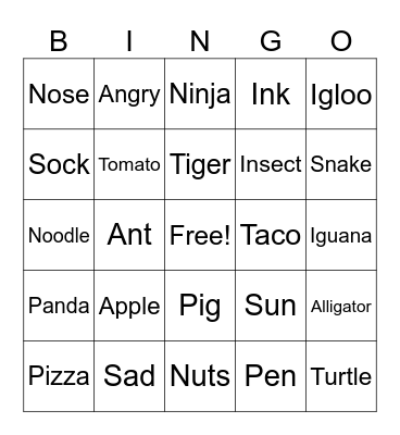 SATPIN Bingo Card