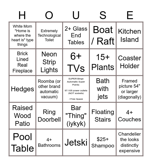 Tophat Bingo Card