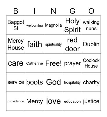 Mercy Bingo Card