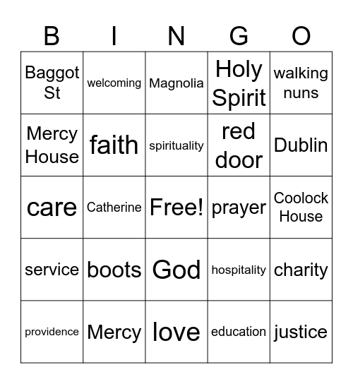 Mercy Bingo Card