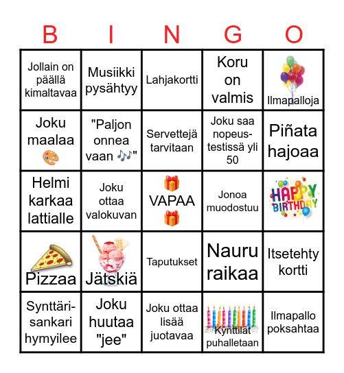 BIRTHDAY BINGO Card