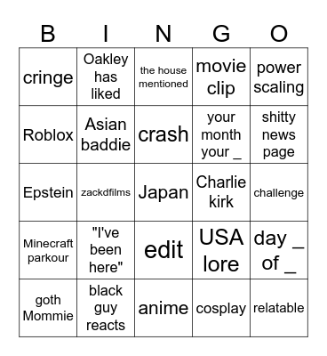 reels bingo Card