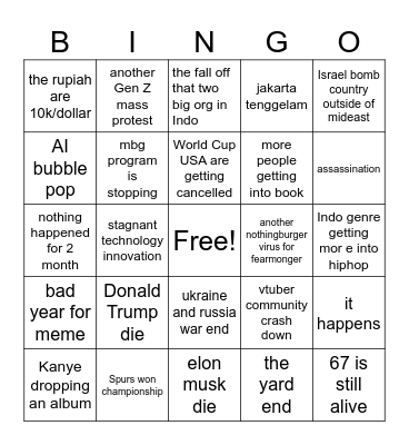 Bingo 2026 Bingo Card