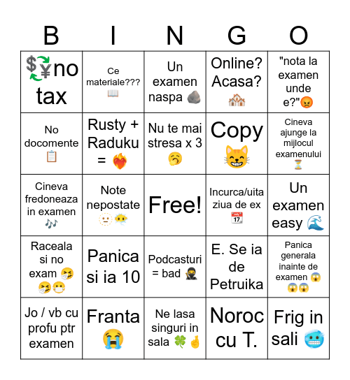 stresiune Bingo Card
