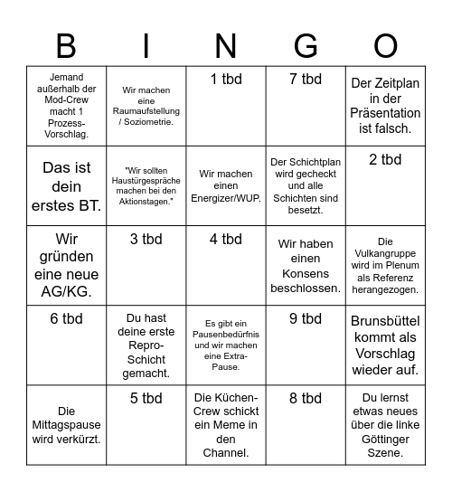 Bündnistreffen-BINGO Card