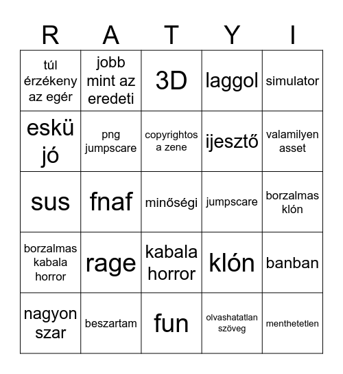 ratyi Bingo Card