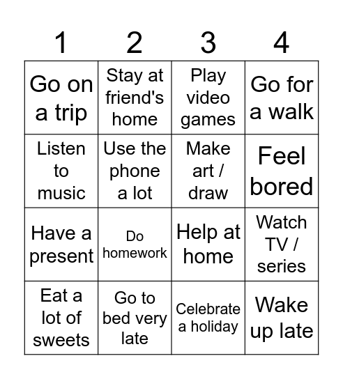 Did you...? Yes, I did. No, I didn't. Bingo Card