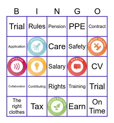 Working Life Bingo Card