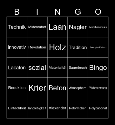 Architekturtheorie Bingo Card