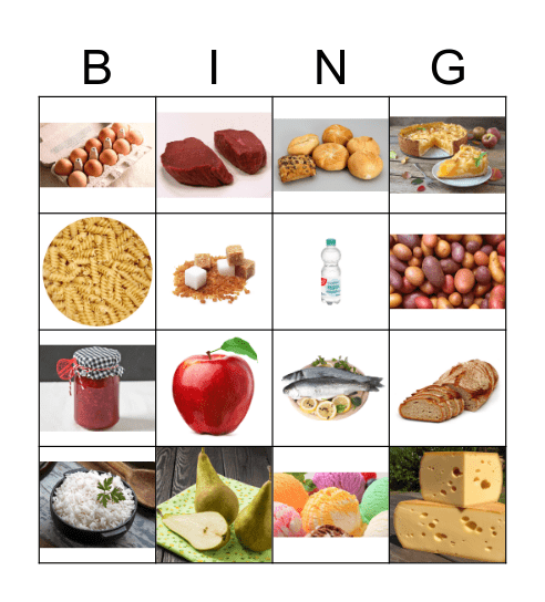 Lebensmittel Klasse A1 Bingo Card