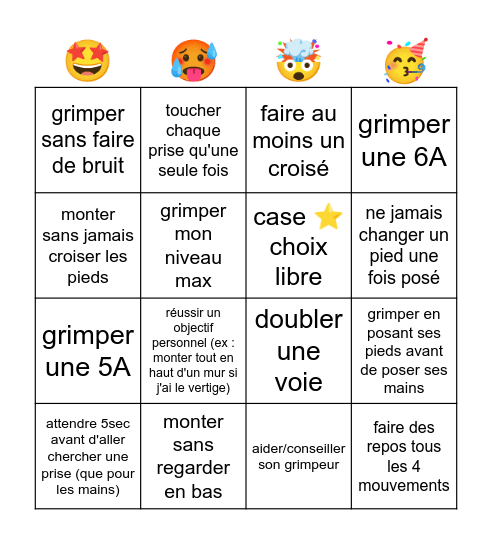 Le Bingo du Petit Grimpeur 💪🏻 Bingo Card