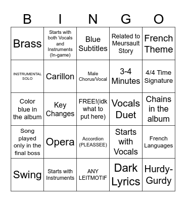 Canto 10 Mili song bingo Card