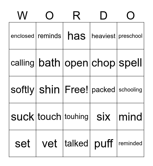 Wordo-Reading Club Bingo Card