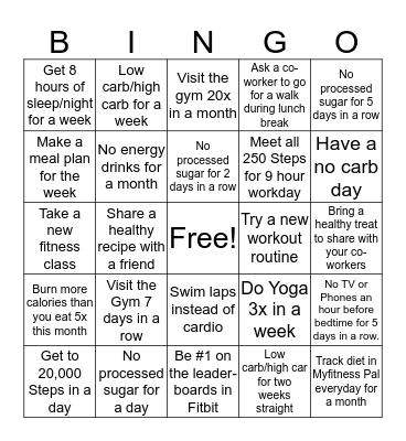 Healthy AF BINGO Card