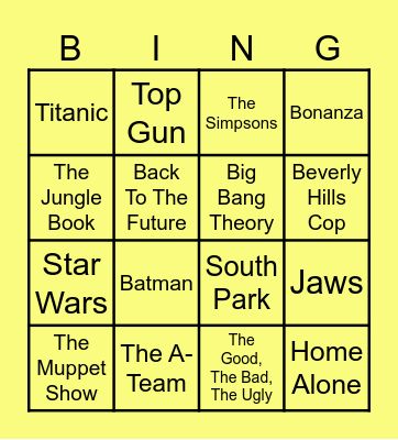 Movie / TV Tunes Bingo Card