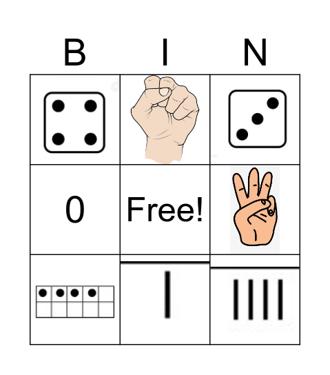 Numbers 0 - 5 Bingo Card